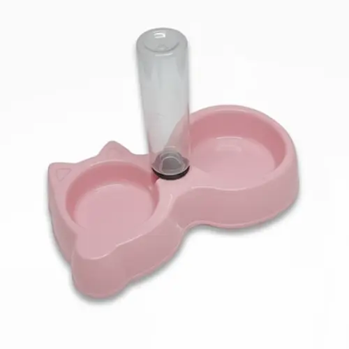 Cat Face Water Dispenser with Bowl Bottle